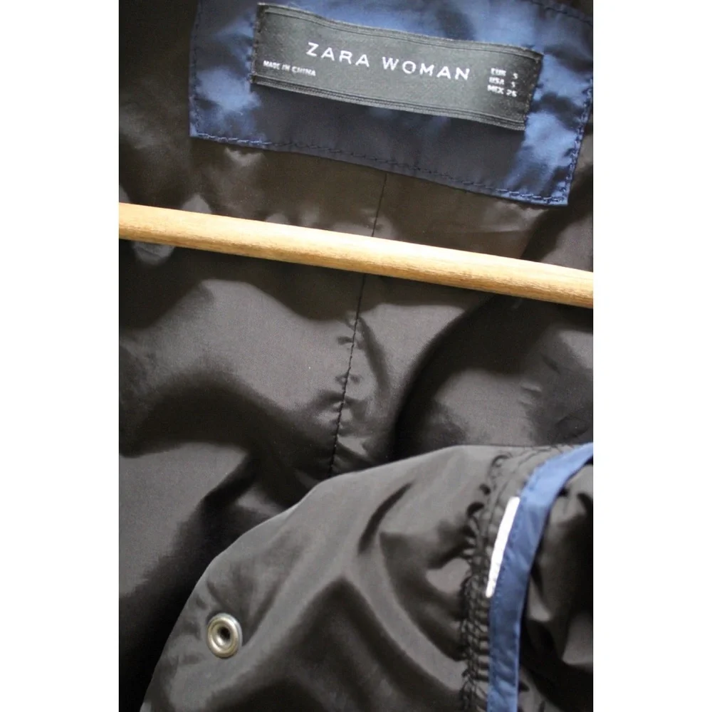 Zara Blue Contrasting Quilted Button Jacket Small Preowned - Picture 9 of 9
